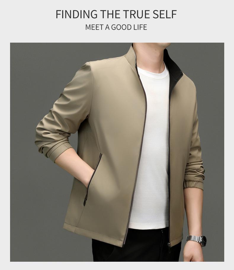 Spring/Autumn Men's Stand Collar Business Jacket - Professional Attire for Young & Middle-aged Bosses