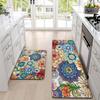Vintage Floral Pattern Kitchen Carpet Mat Rug Home Decoration 2D Printing Black Background Multicolor Flower Design Floor Decor