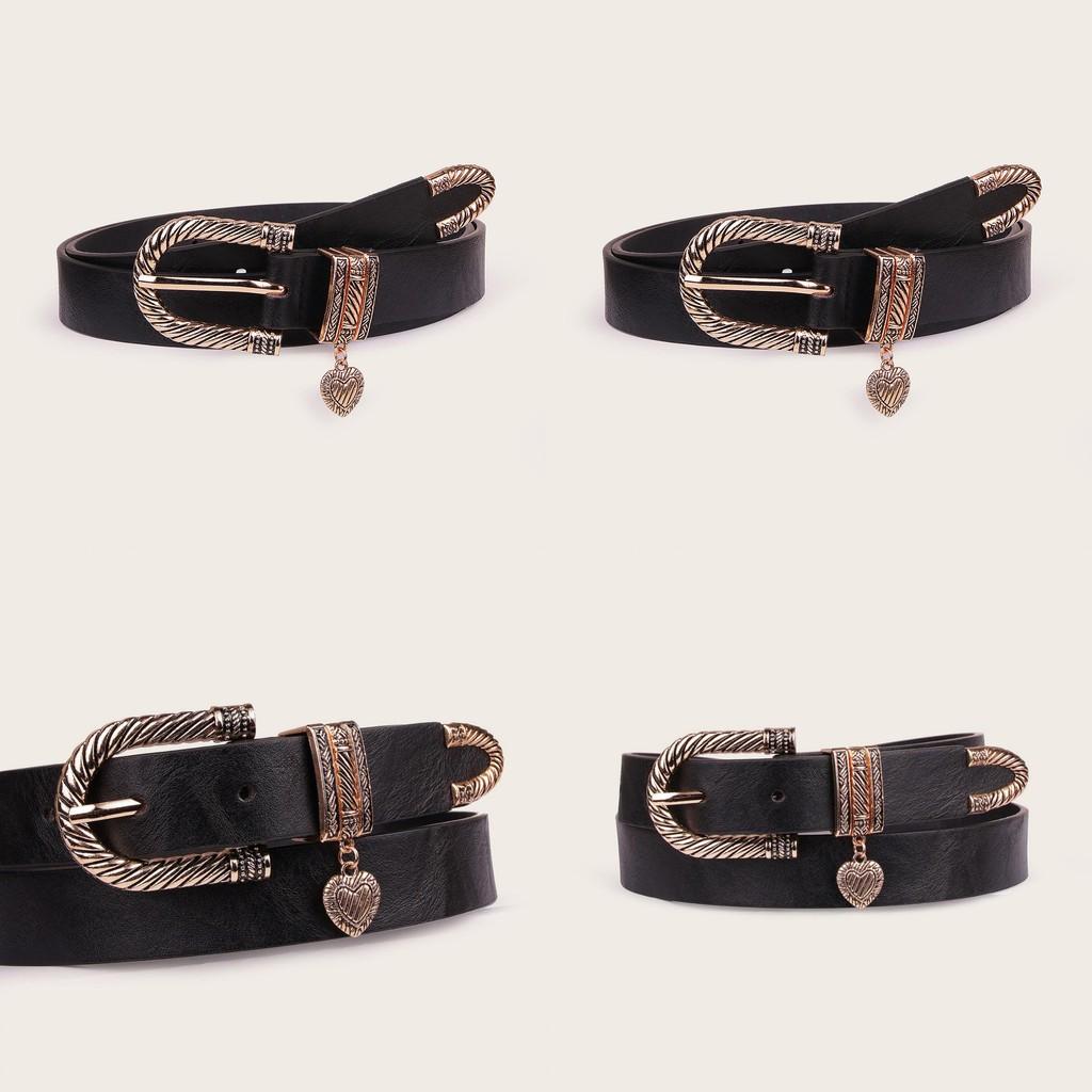 Fashion Leather Belt With Heart Pendant For Casual Outfits
