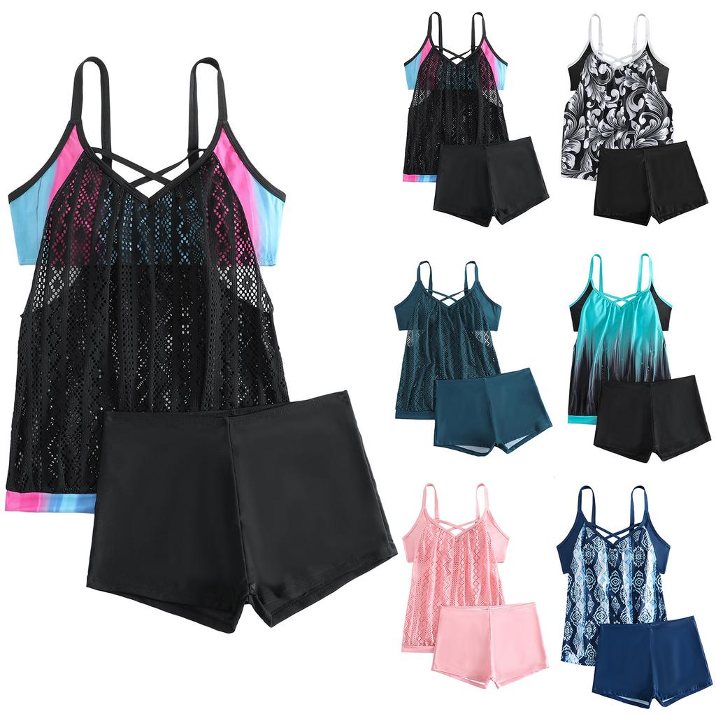 Women's Separate Fashion Sexy Printed Skirt Swimsuit With Bra Pad Without Steel Support