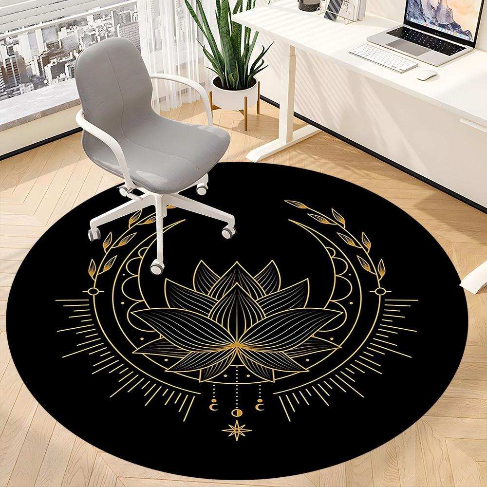 1pc Lotus Moon Office Round Area Rug, Indoor Mat Suitable For Office, Under Office Chairs Bedroom Living Room Home Decor, Room Deco 155