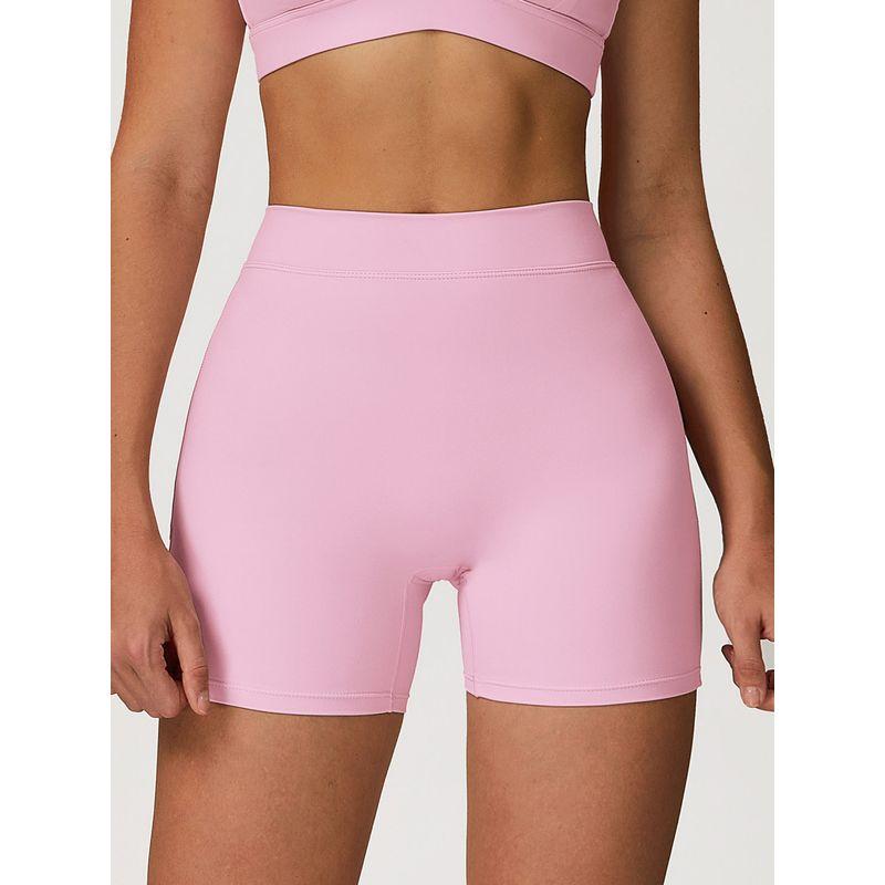 and American Style Brushed Yoga Shorts for Women, High-Waisted, Stretchy, Tight-Fitting, Peach-Lifting Shorts, Running and Fitness Sports Pants