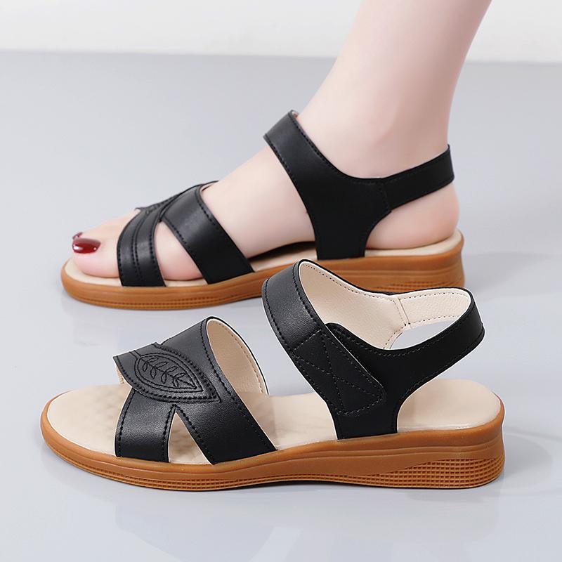 Women Summer Flats Sandals Outdoor Dressy Open Toe Casual Girls Big Size Black Sandals