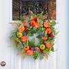 Fall Wreath for Front Door 16 Inch Autumn Artificial Wreath with Pumpkin Peony Flower for Harvest Thanksgiving Farmhouse Decor