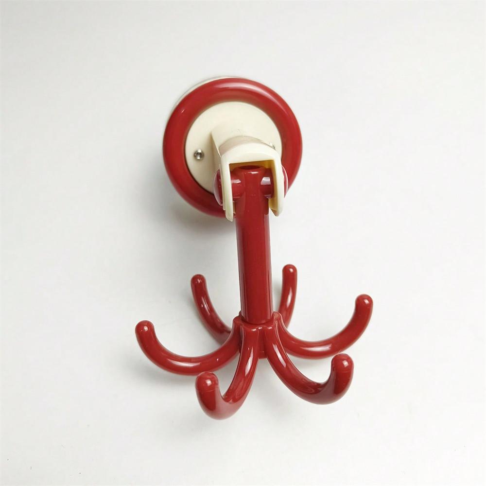 

1PC 360 Degrees Rotating Folding Hook Self-Adhesive Suction Cup Hooks Rotating Kitchen Utensil Holder червоний
