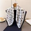 Polka Dot Style Herringbone Pattern Cotton And Linen Small Square Scarf Silk Scarf Imitation Velvet Headscarf Shawl Sun Protection Scarf Women'S Scarf