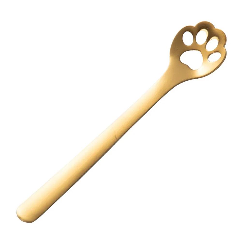 1PC Creative Cute Cat Claw 304 Stainless Steel Spoon Hollow for Ice Cream Coffee Tea Dessert Spoon Kitchen Tableware Accessories