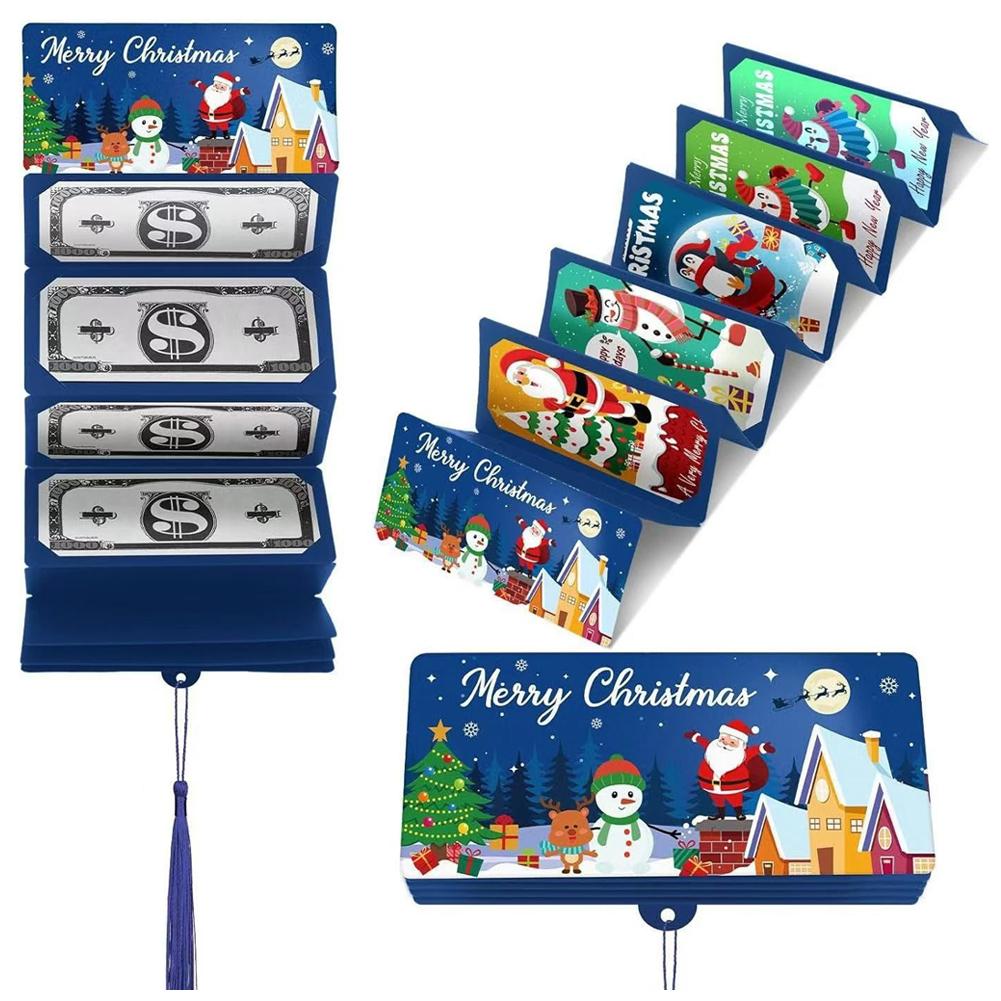 Christmas Money Holders for Cash, Christmas Cash Envelope With 10 Slots, Surprise Card Holder for Xmas Holiday Money Gift Card