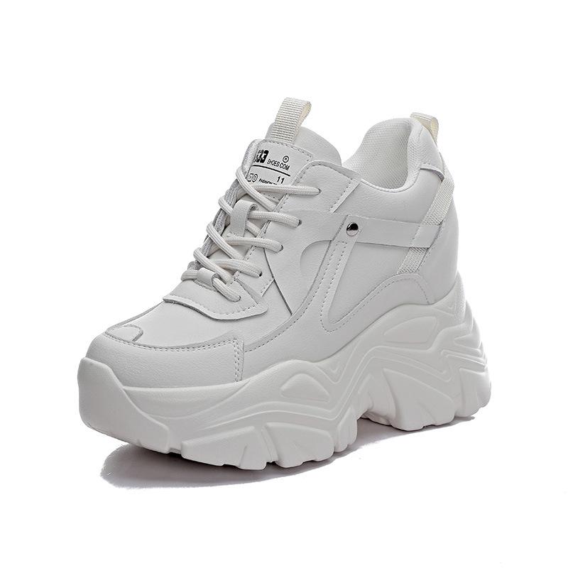 Spring and Autumn women's shoes new muffin thick sole inner height increase leisure sports single shoes women's shoes lace up