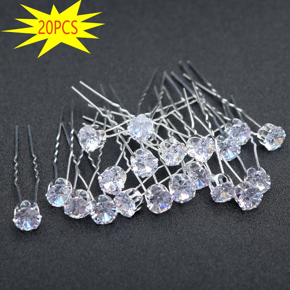

20pcs Fashion U-Shape Metal Hair Sticks Rhinestone Pearl Hair Jewelry for Wedding Hairstyles Formal Events Elegant Hair Sticks