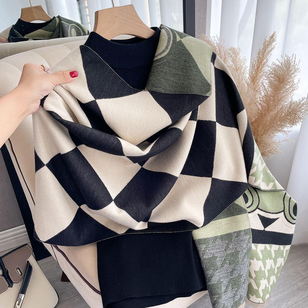 Luxury Winter Cute Cashmere Scarf Women Design Thick Pashmina Blanket Warm Shawl Wrap Neckerchief With Tassel Poncho Stoles