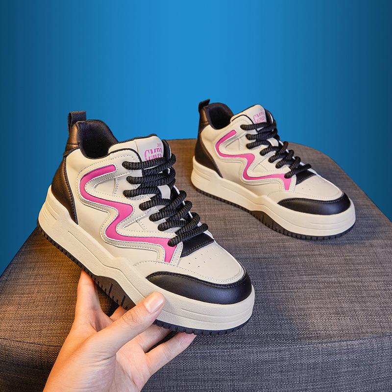 Leather flat-soled white shoes women's fashion trend 2025 new autumn shoes women's thick-soled versatile casual sports board shoes