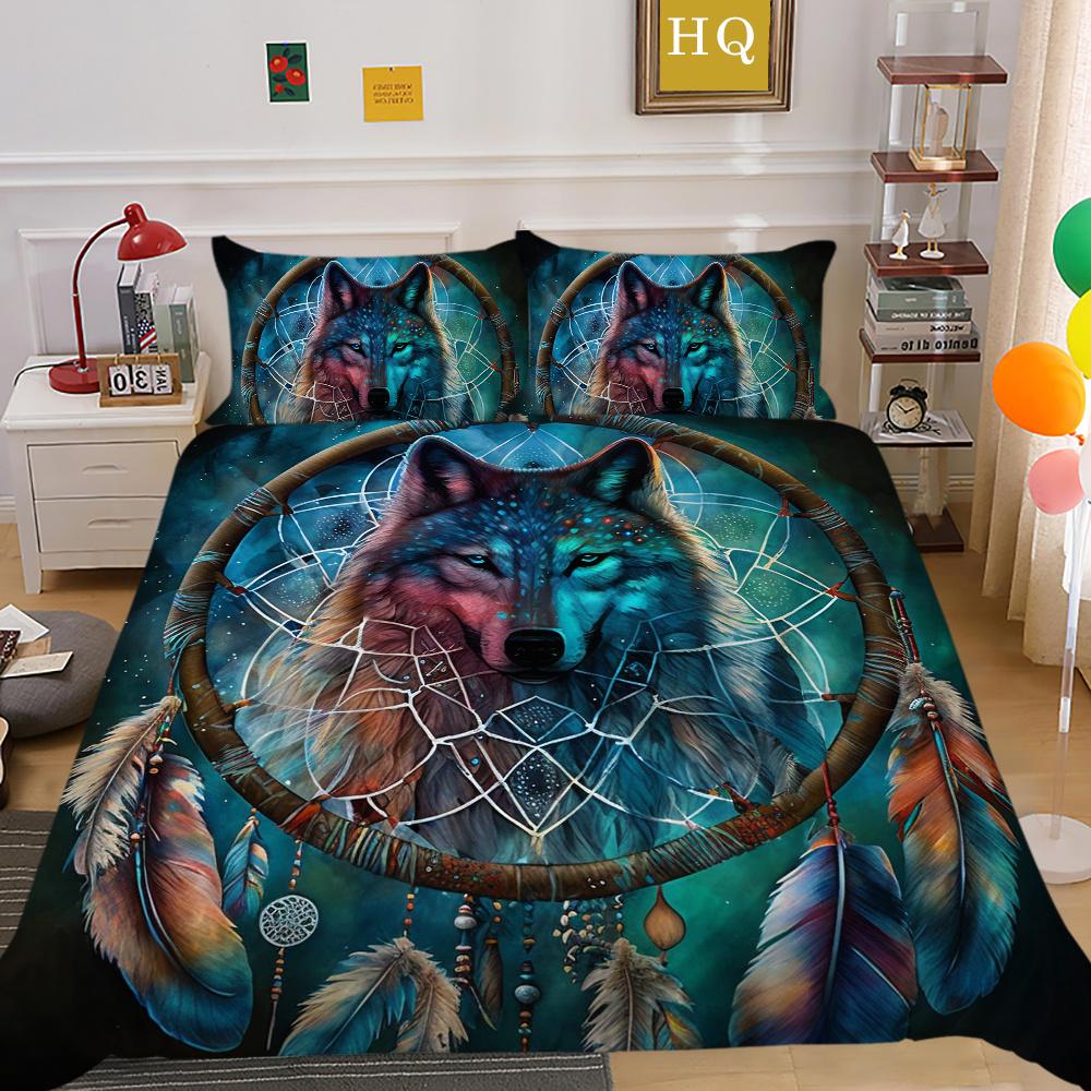 3D Wolf Printing Comforter Cover Set Double Size Microfiber Bedspreads Boy Teen Fashion Home Textiles