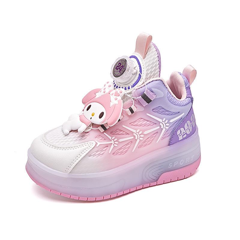 

Girls new 2 runaway shoes children s luminous double-wheel sneakers skates shrink 38 inner length 24cm рожевий