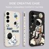 Cartoon Astronaut Pattern Case For Samsung Galaxy S26 S25 Ultra S24 S23 S22 Plus S21 FE A15 A16 A17 A35 A36 A54 A55 A56 5G Soft Cover