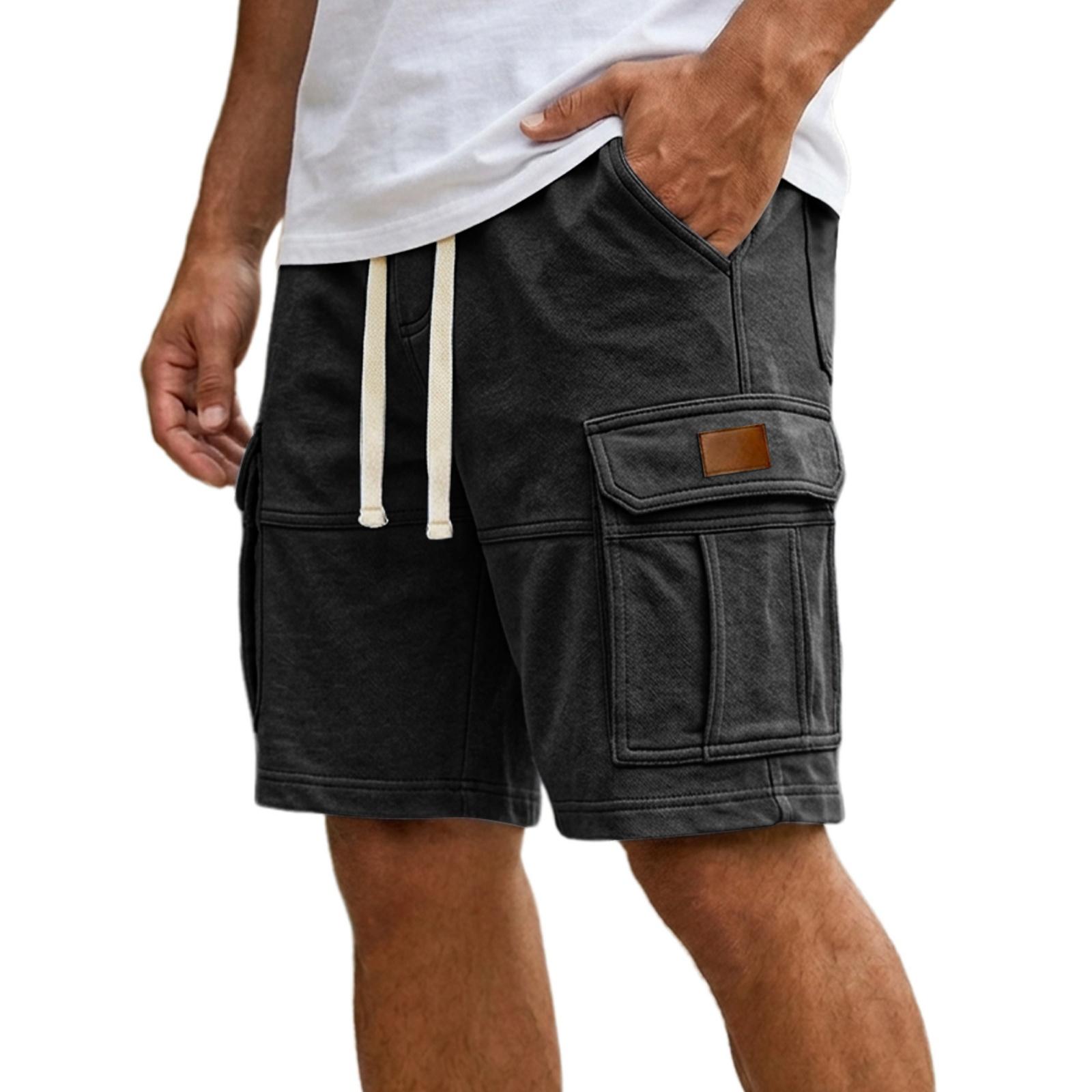 Men s Casual And Fashionable Five-inch Length Shorts, Men s Multi-pocket Work Pants, Comfortable Sports Shorts L чёрный