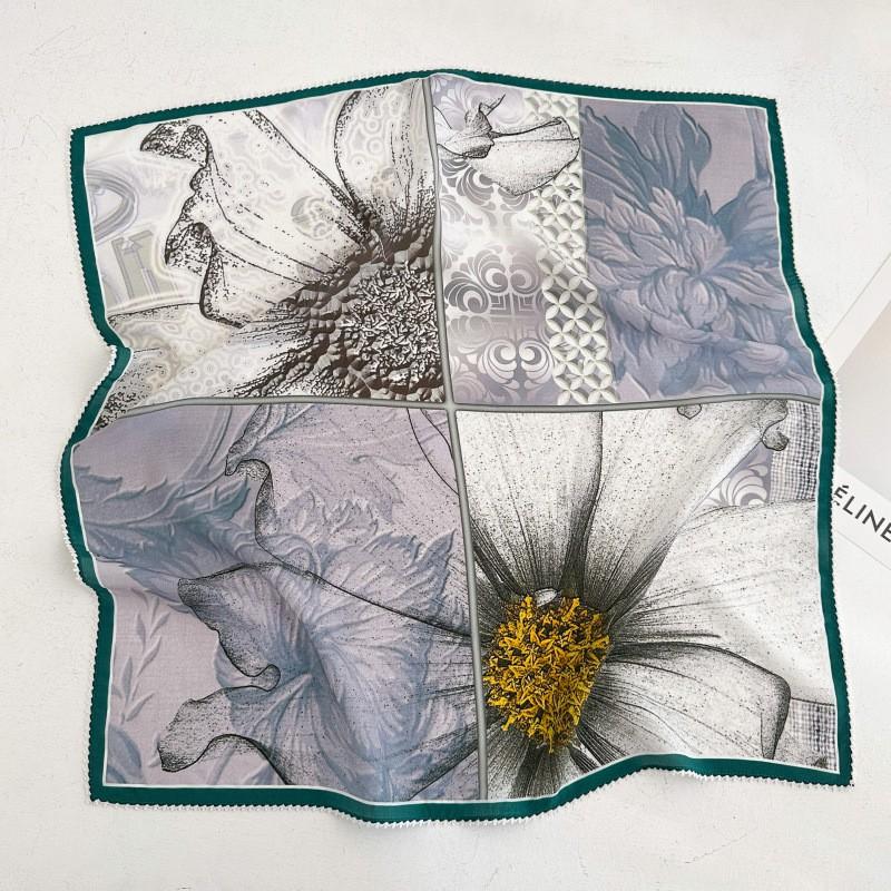 100% Silk Crepe Square Scarf Women Fashion Office Decorative Lace Neckerchief
