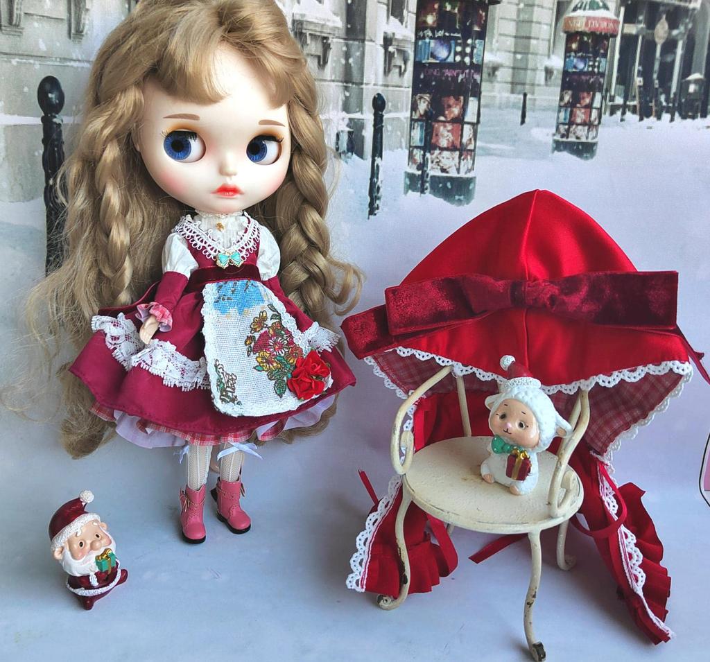 Blythe Doll Outfit Little Red Riding Hood Obitsu 24 Azone Compatible Costume, (for 1/6 ~ 1/8 dolls)
