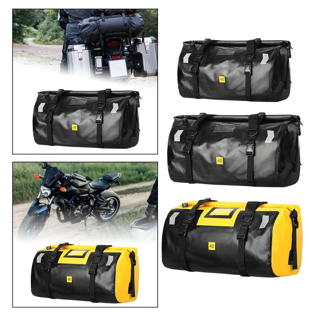 Motorcycle Tail Bag Water Resistant Portable PVC Motorbike Sturdy Duffel Black 40L