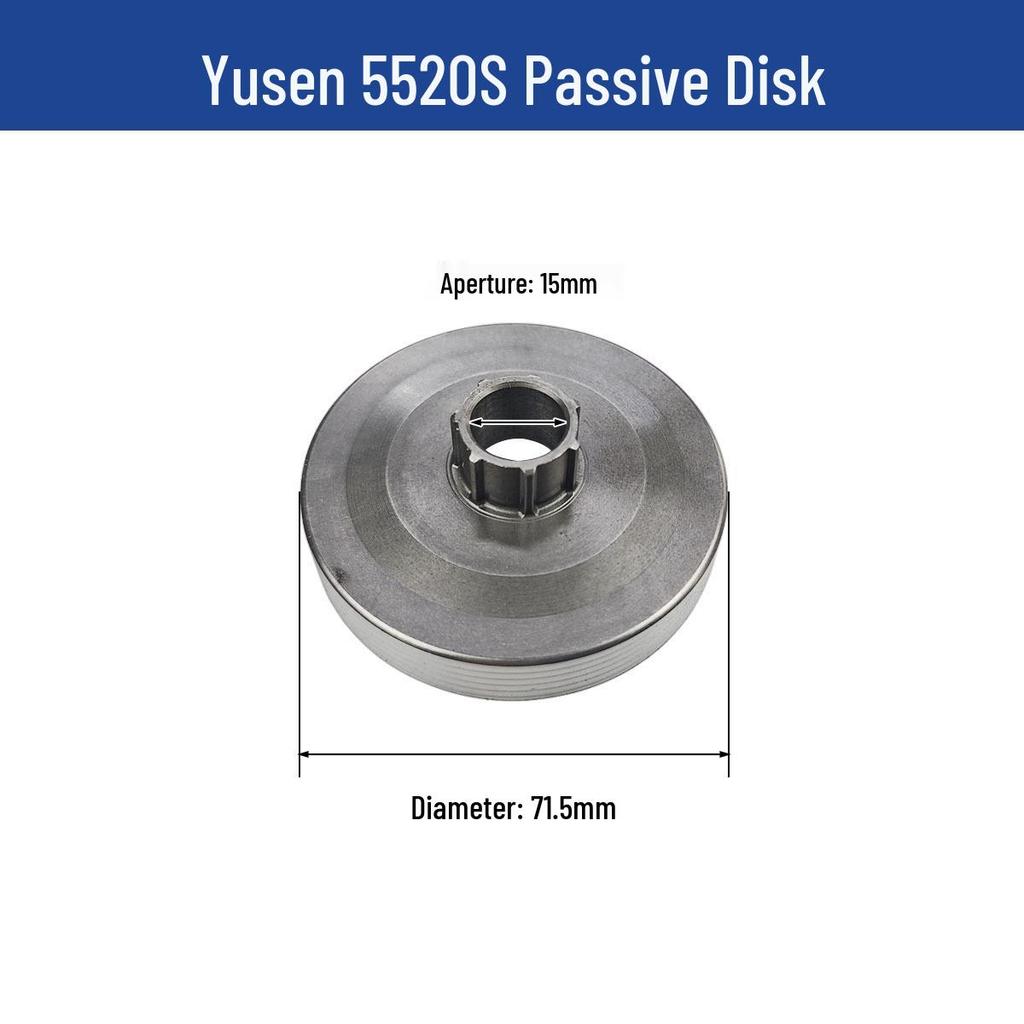 Yusen Chainsaw 5520 Parts: Cylinder, Carburetor, Clutch, Drive Disc, Pull Starter, Ignition Coil, Air Filter.