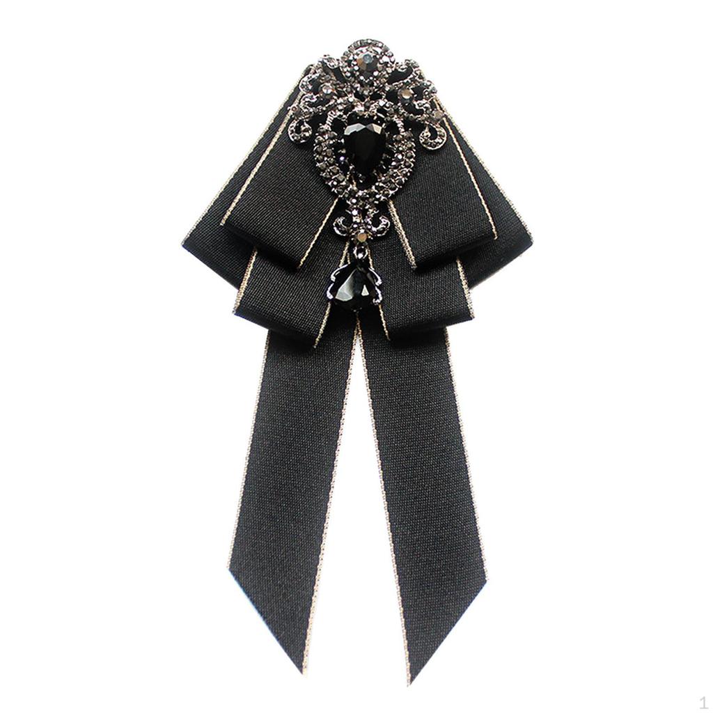 Bow Tie for Women Bowknot Necktie Vintage College Style Elegant Ribbon Formal Fashion Brooch Pin