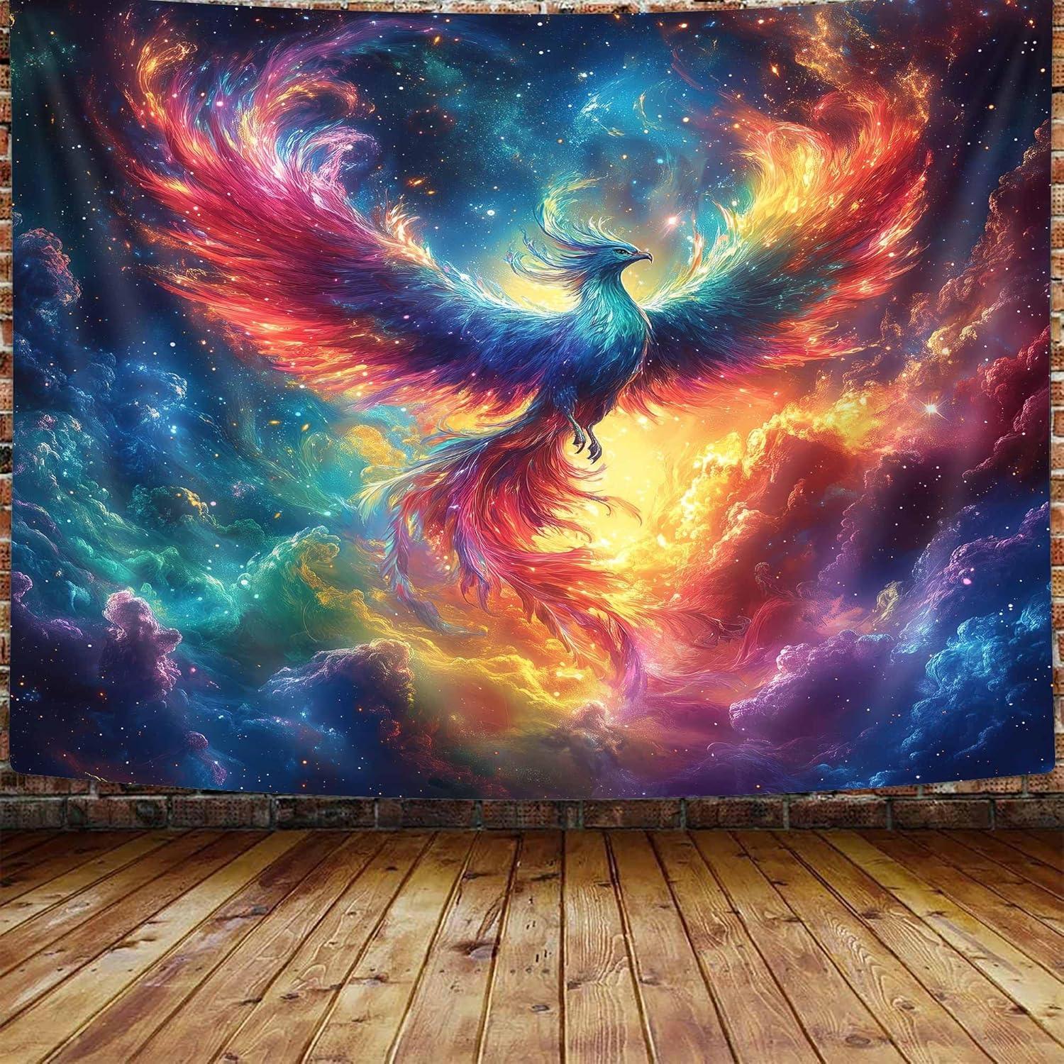Tapestry bcsewcg fantasy phoenix bird for 75x100