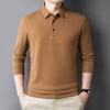 Men's Long-sleeved T-shirt Spring and Autumn Solid Color Lapel Waffle POLO Shirt Casual T-shirt