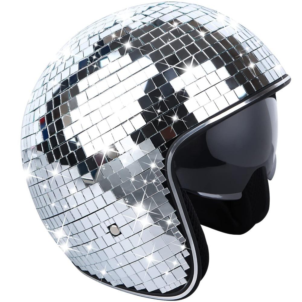 

Full Reflective Design Glitter Mirror Helmet Retractable Flip Visor Helmet Rave Events серебряный