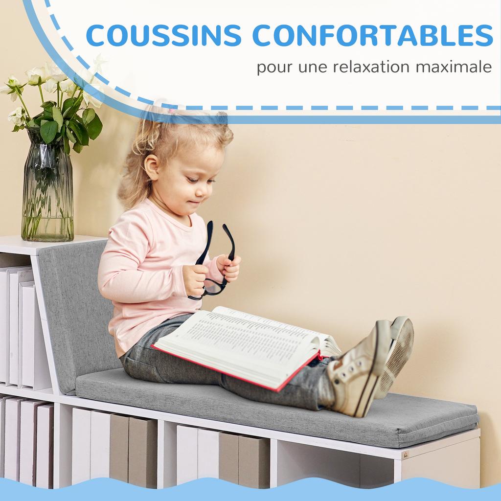 2 Tier Modern Bookcase Bookshelf with Removable Cushions