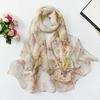 Embroidered Silk Scarf Sun-Resistant Long Wraps Summer Bandana  for Women