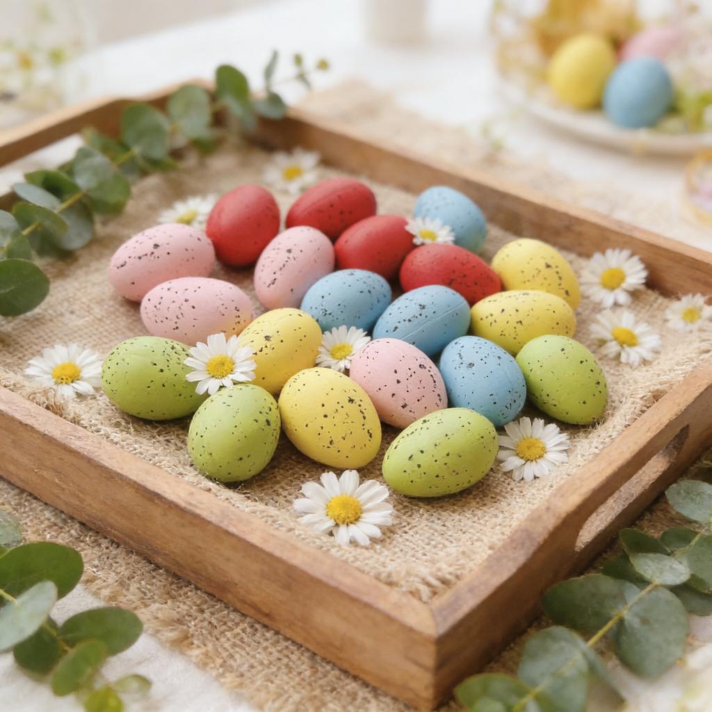 20 st Påskägg, Mini Duvägg, Påskpresenter, Prickiga Påskägg Dekorerade med Blomsterkrans, Simulerade Ägg, Heminredning