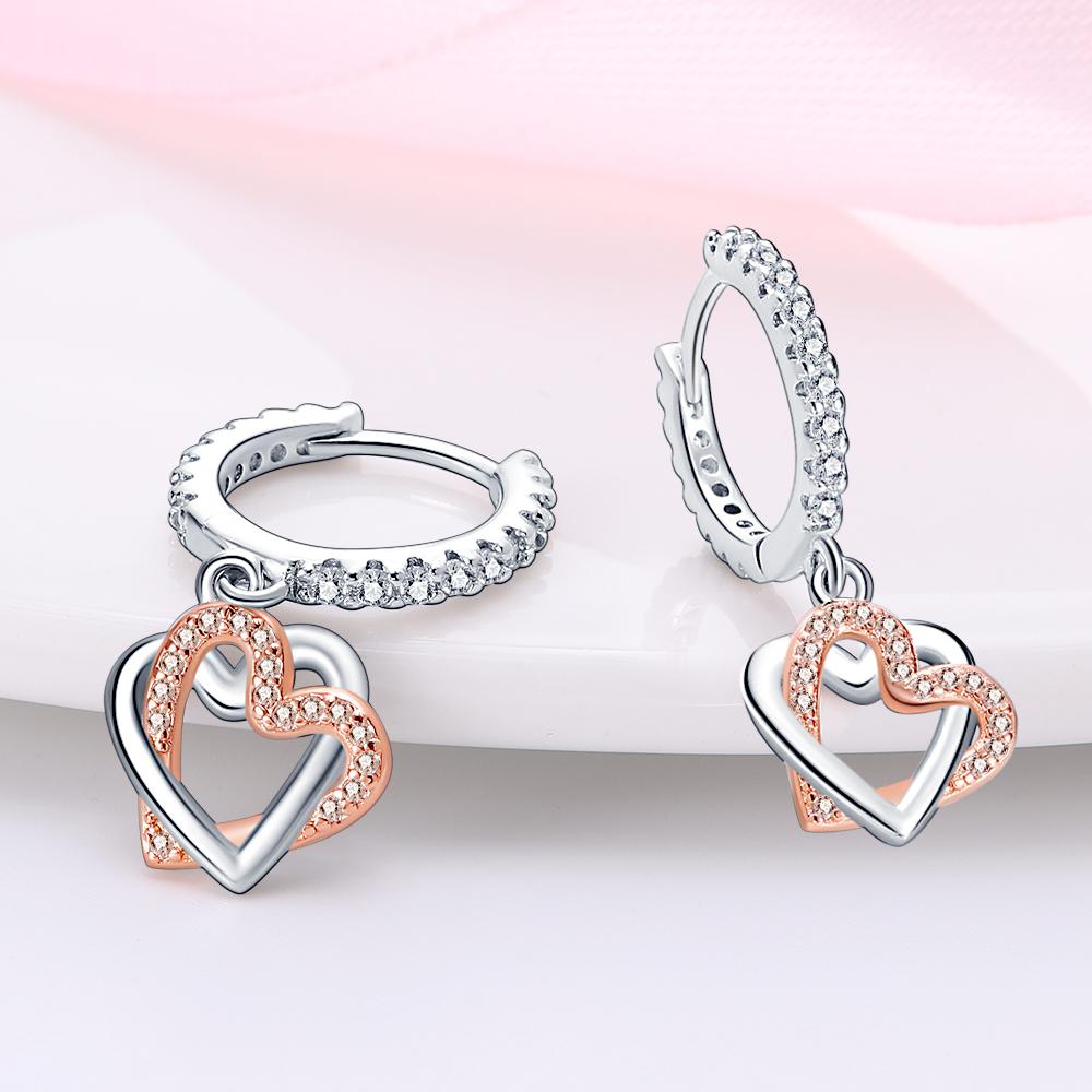 Style S925 Silver Earrings Love Heart Theme Series Women Hoop Earrings Holiday Wedding Fine Girls Jewelry Gifts