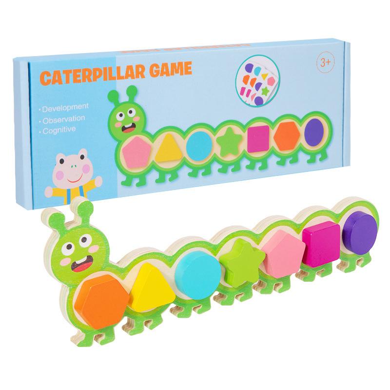 Montessori Magnetic Caterpillar Puzzles Children'S Toy Color Shape Matching Logical Thinking Training Puzzle Board Game For Kids
