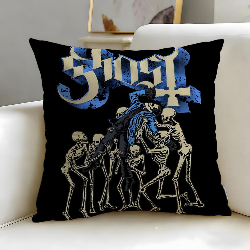 Classic Band Ghost Cushion Cover Soft  EasyWash Pillow Case  Versatile for Couch Bed Travel and Office