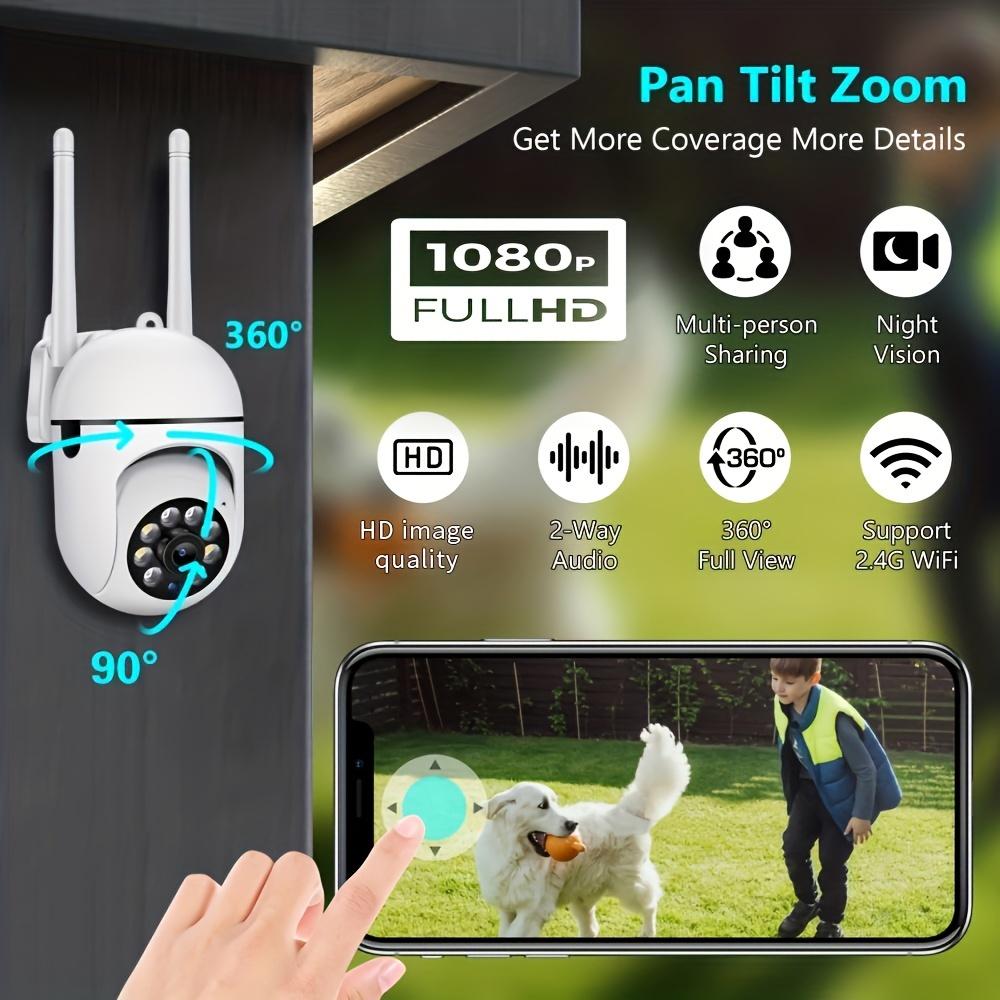 1pcs Wireless 1080p HD Smart Security Camera: Wi-Fi, Pan/Tilt/Zoom, Color Night Vision, 2-Way Audio, Motion Tracking for Monitoring, Indoor/Outdoor