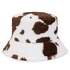 Black and white cow pattern bucket hat autumn and winter plush warm shopping versatile basin hat