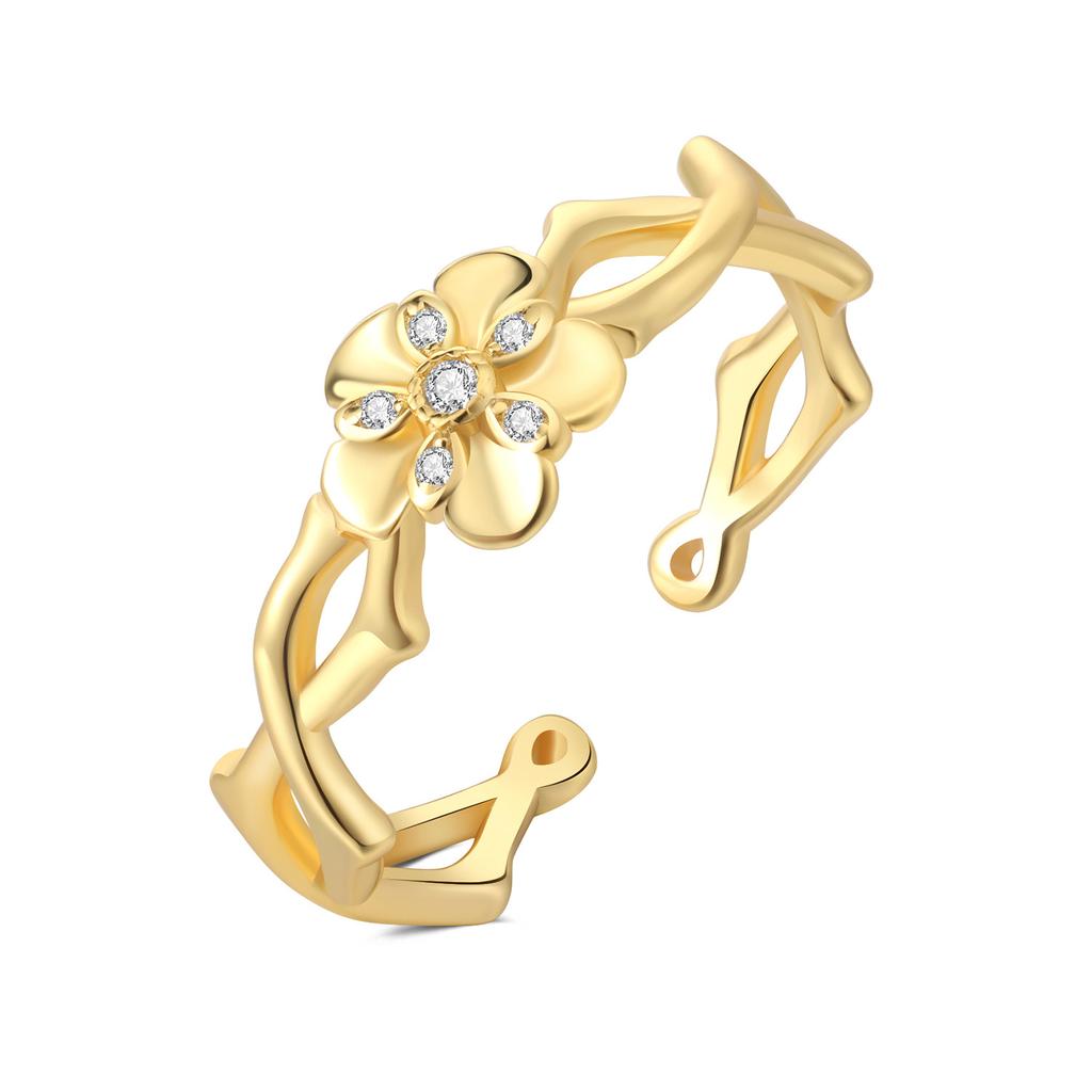 copper 30 Styles Beautiful Flowers Opening Rings Ideal For Women Adjustable Finger Ring Personality Jewellery Party Gifts