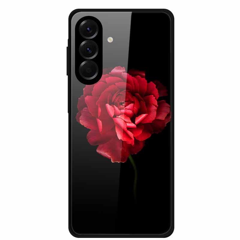 Tempered Glass Phone Case For Samsung Galaxy S24 FE Case Hard PC Back Cover Shell for Galaxy S24FE S 24 FE 5G Hard Covers Flower