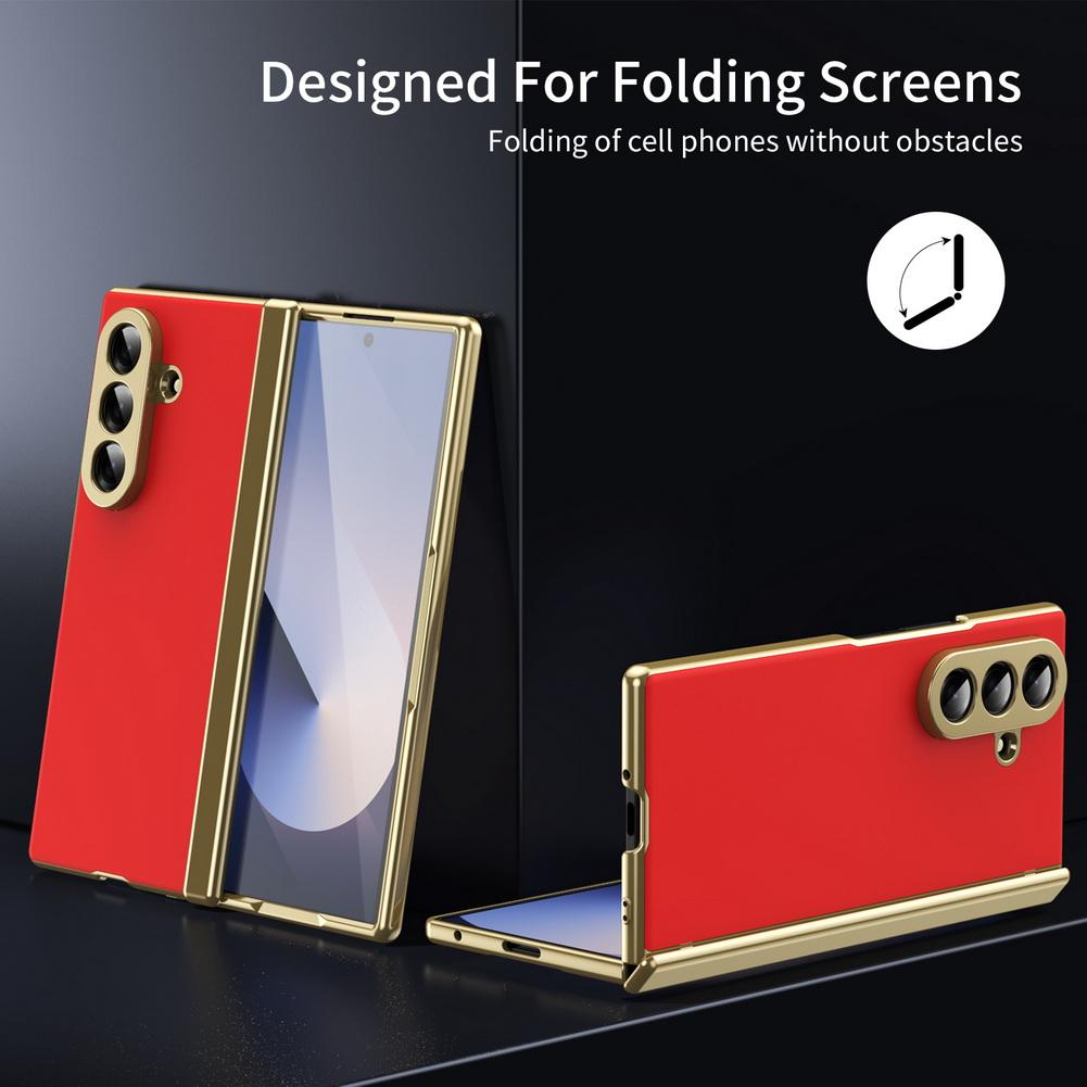 AG Frosted Backplate Plated Bezel Spring Hinge Glass Protector Case For Samsung Z Fold 7 Fold Special Galaxy Z Fold 6 5 4 Cover