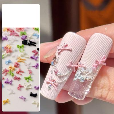 50 stuks Voor een Chique en Trendy Manicure Look Lint Strikje Nagelbedels Light Luxury Ins-Stijl Nagelkunst Met 3D Hars Decoratie