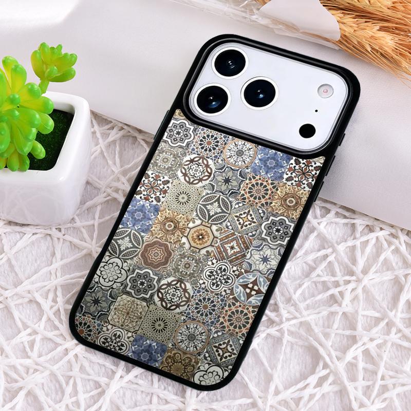 art Decorative Moroccan Tile Phone Case for iPhone 17 Air 16 15 11 12 14 13 Pro Max Shockproof Cover