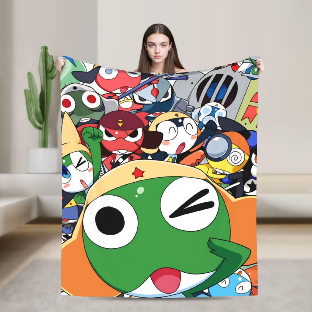 Classic Comedy Anime Keroros Frog Blanket  Travel Flannel Throw Blanket For Couch Chair Super Soft Design Quality Bedspread Gift