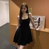 French Temperament Small Black Suspender Dress Women's Summer Waist Thin Small Black Dress Sleeveless Short Skirt Skirt