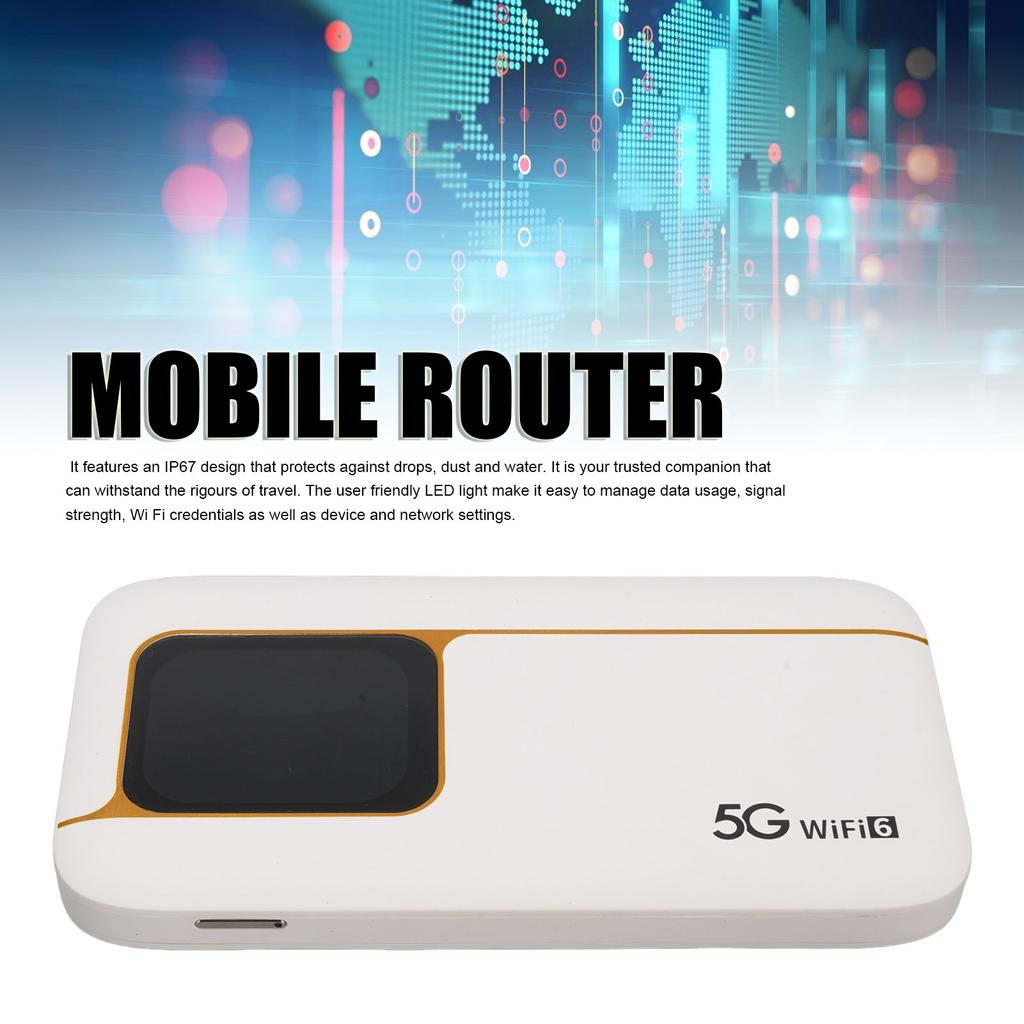 5G WiFi 6 Mobile Hotspot 2.01 Inch Touch Screen 7100mAh Portable Mobile WiFi Router with Sim Card Slot Supports 16 Devices