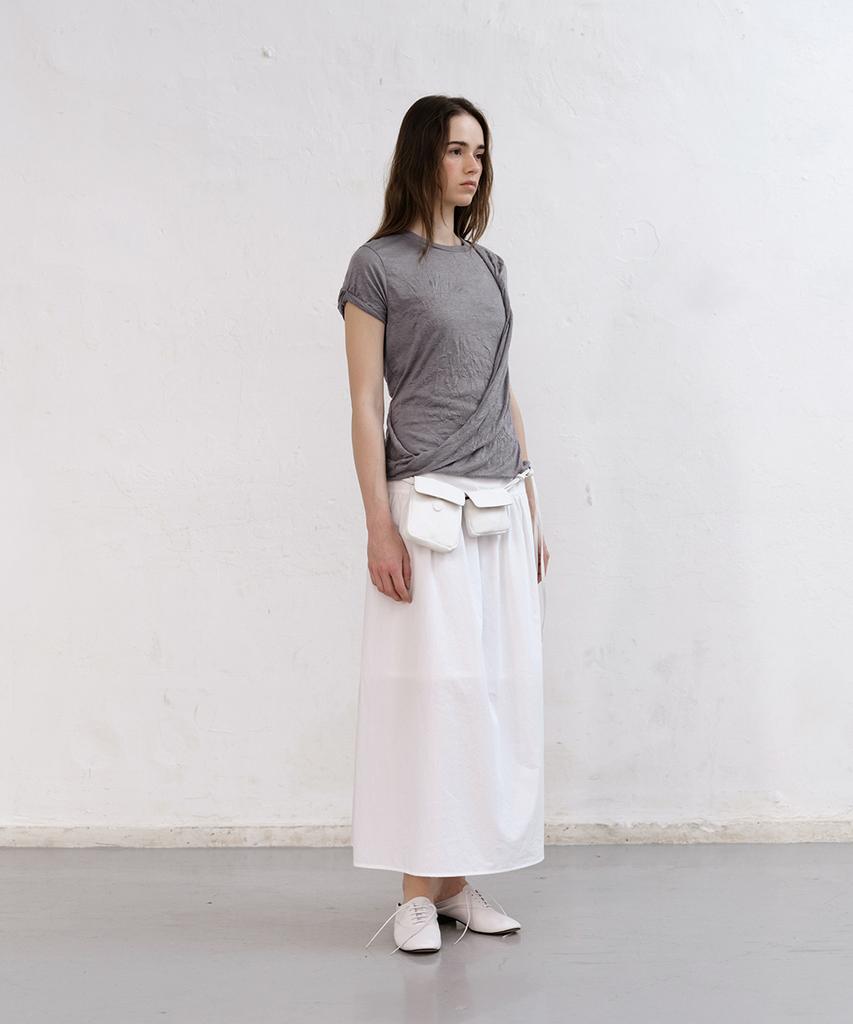 Loutaideu Crease Drape T-Shirt [Grey]