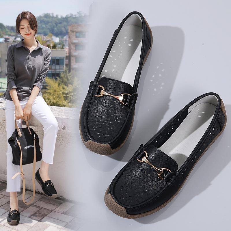 

Обувь Doudou женская из коровьей кожи, туфли для мамы, нескользящие, повседневные белые туфли на одной педали, женский большой размер 41