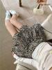 Women's High-Waisted Leopard Print A-Line Skirt - Double Layer, Slimming, Fluffy, Short, for Petite, Autumn/Winter 2025