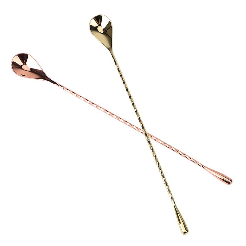 HILIFE 30/40cm Stainless Steel Stir Bar Spoon Mixing Ounces Cocktail Spoon Spiral Pattern Bartender Tools Teadrop Spoon Bar Tool