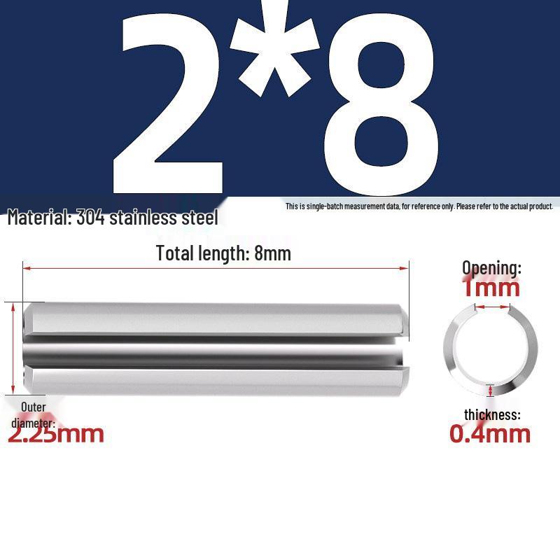 304 Stainless Steel Slotted Spring Pin, Cylindrical Shaft Pin, Locating and Hollow Pin (M5-M12)