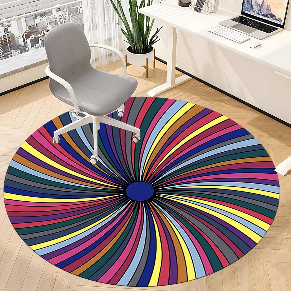 1pc Spiral Kaleidoscope Pattern Office Round Rug, Carpet for Office, Gaming, Lightweight Round Floor Mat yy260208010